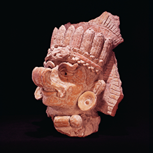 Head of the Mayan corn god, Oaxaca, c. 500 AD (earthenware)