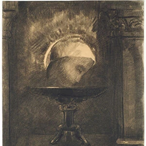 Head Wearing a Phrygian Cap, on a Salver, 1881 (charcoal with black chalk)