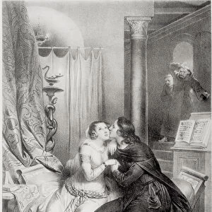 Heloise and Abelard (engraving) (b / w photo)