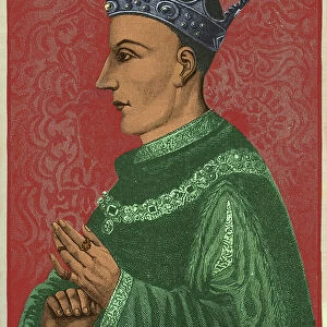 Henry V, King of England, illustration from A Short History of the English People, Vol. II by John Richard Green, 1874 (colour litho)