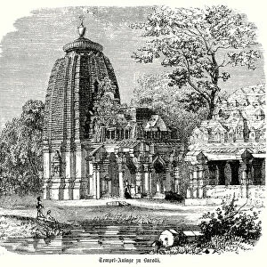 Hindu temple complex of Baroli, India (engraving)