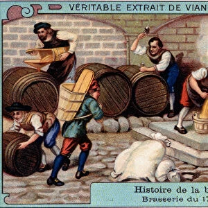 History of beer: brewery in the 18th century - Liebig advertising sticker