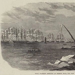 HMS Glasgow arriving at Bombay with the New Viceroy of India (engraving)