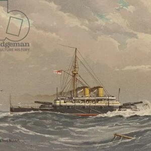 HMS Rodney, 1st class battleship (colour litho)