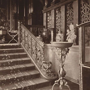 Holland House, London: Old Font by the Staircase in the Inner Hall (b / w photo)
