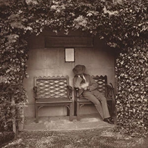 Holland House, London: Rogerss Seat in Dutch Garden (b / w photo)