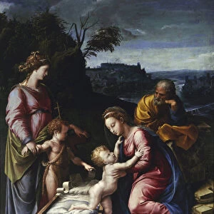 The Holy Family with the young John the Baptist and Saint Catherine par Penni