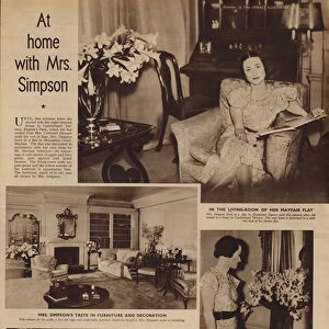 At home with Mrs Simpson, future Duchess of Windsor (b / w photo)