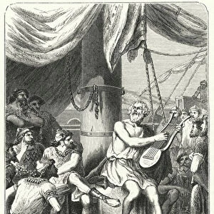 Homer entertaining foreign sailors with a song (engraving)