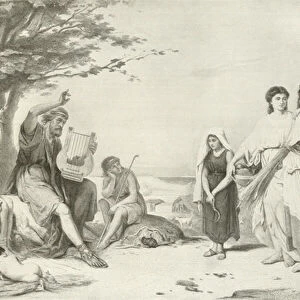 Homer reciting the Iliad (gravure)