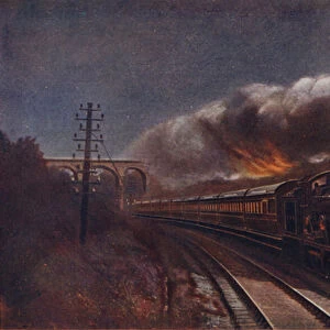 The Hook of Holland Express by Night, Liverpool Street Station to Parkeston Quay (Harwich), Great Eastern Railway (colour litho)
