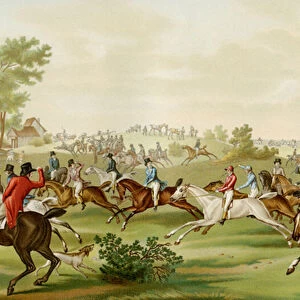 Horse Race - coloured engraving by Debucourt