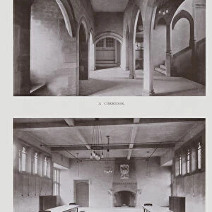 Hostel of the Resurrection, Leeds, A Corridor, The Refectory (b / w photo)