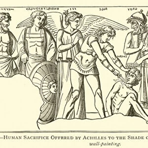 Human Sacrifice Offered by Achilles to the Shade of Patroklos (engraving)