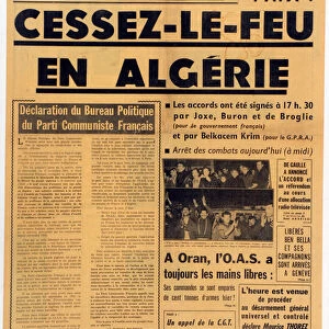 One of the "Humanite"of 19 / 03 / 1962: announcement of the ceasefire in