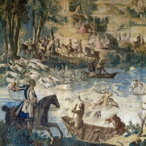 Hunting of Louis XV: the death of the deer in the pond. Detail