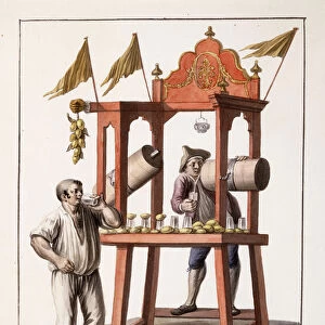 Iced Water Vendor; Venditore d acqua Gelata, 1803 (pencil and bodycolour on paper)