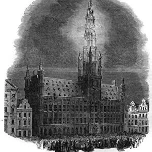 Illumination of the Brussels City Hall on 26 September 1864 on the occasion of
