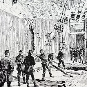 Illustration depicting the aftermath of an explosion in Rue des Bons Enfants, Paris, 1892 (engraving)