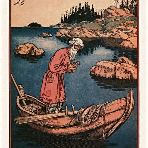 Illustration to the The Tale of the Fisherman and the Fish par Bilibin, Ivan Yakovlevich (1876-1942), 1933 - Colour lithograph - Museum of the Goznak, Moscow