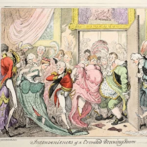 Inconveniences of a Crowded Drawing Room, pub. 1835 (hand coloured etching)