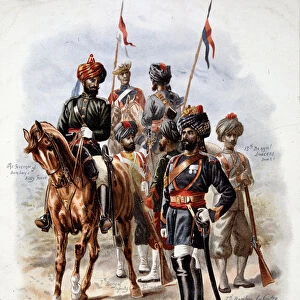 Indian military of the English army - chromo. 19th century