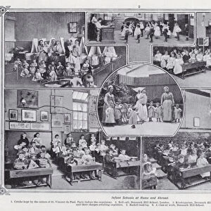 Infant schools at home and abroad (b / w photo)
