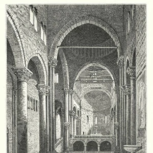 Interior of the Church of Santa Maria della Pieve, Arezzo, Italy (engraving)