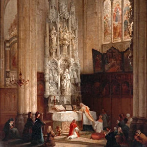 Interior Of The Church Of St Waudru, Mons (oil on canvas, re-lined)