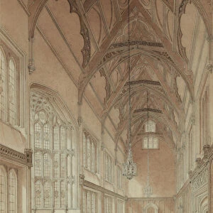 Interior of a College Hall, 1812-52 (Watercolour)