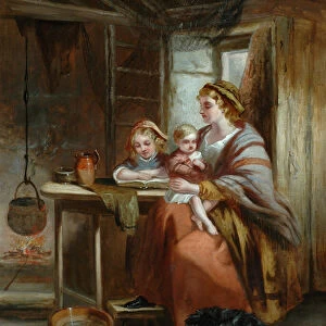 Interior of Cottage (oil on canvas)