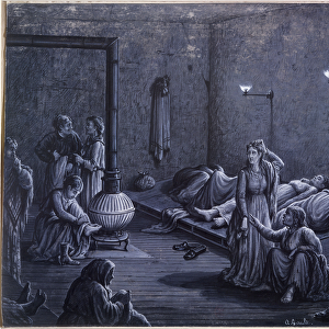 Interior of a Night Shelter for Poor Women, 1850-60 (engraving)