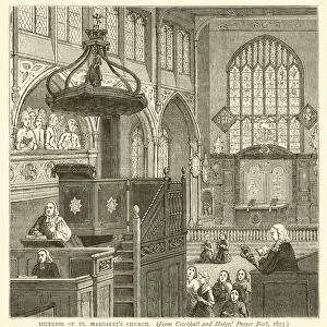 Interior of St Margarets Church, from Crockhall and Hodges Prayer Book, 1695 (engraving)