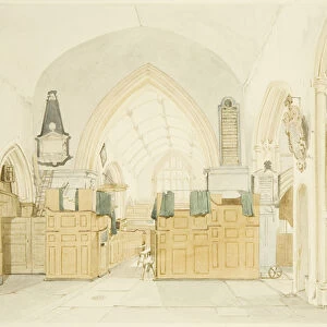 Interior of St Philips Church, 1828 (w / c over pencil on paper)