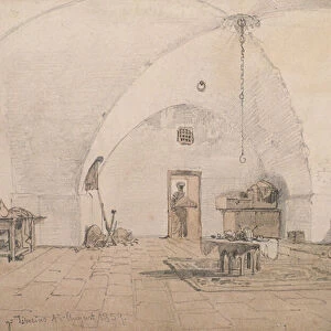 An interior on Tiberias, 1859 (pencil and wash on paper)