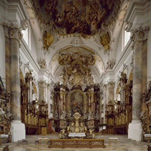 Internal view of the church of the Benedictine monastery of the Holy Trinidad, 18th century (photography)