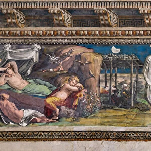 Iris visiting the House of Sleep, asking Hypnos to send Orpheus at Alcyon, 1517-18 (fresco)