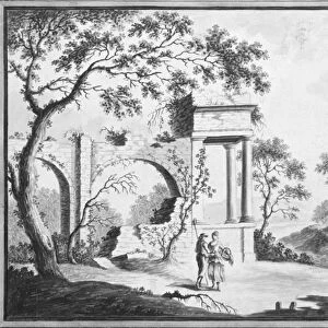 Italian Landscape with Classical Ruins and Shepherds (drawing)