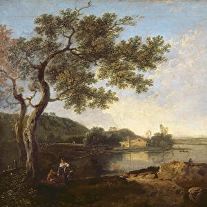 Italian River Scene with Figures