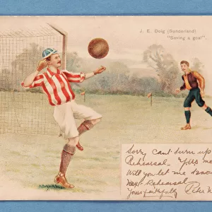 J. E. Doig (Sunderland) Saving a Goal, (colour litho)