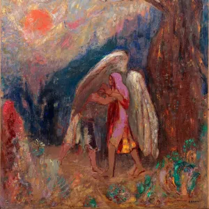 Jacob et l ange. Peinture de Odilon Redon (1840-1916), huile sur toile, vers 1907. Art francais, 20e siecle, symbolisme. Museum of Modern Art, New York (USA)