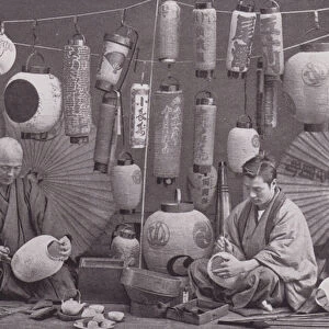Japan: Lantern Makers (b / w photo)