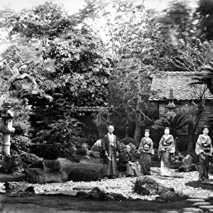 Japanese Garden at Hara, c. 1860s (b / w photo)