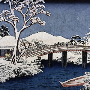 Japanese landscape by Hiroshige the Jeune (Utagawa Hiroshige, 1797-1858), 19th century. Japanese print