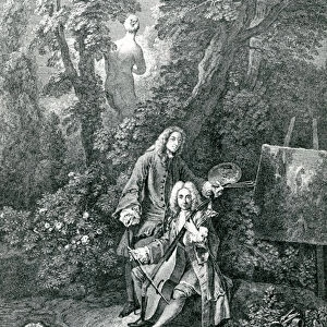 Jean Antoine Watteau and his friend Monsieur de Julienne (engraving)