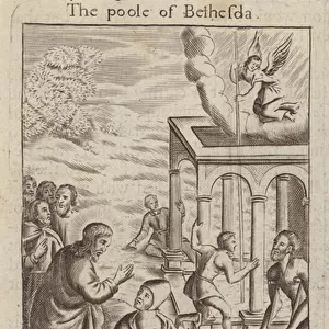 Jesus Christ healing a man at the Pool of Bethesda (engraving)