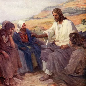Jesus Teaching His Disciples, Matthew v, 1 (colour litho)