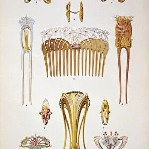 Jewellery designs, plate 8 from Documents de Bijouterie et Orfeverie modernes