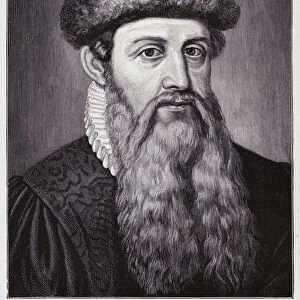 Johannes Gutenberg, German inventor, engraver and printer (engraving)