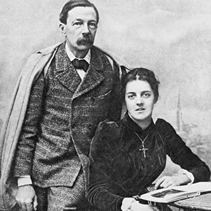 John Addington Symonds (1840-93) and His Daughter, 1891 (b / w photo)